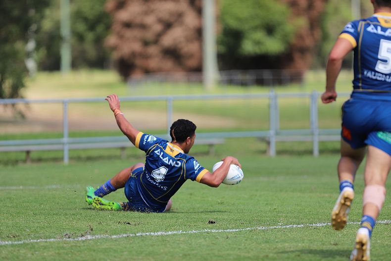 Devonte Vaivela scores for his Parramatta eels SG Ball Cup Team in Round 6 (Photo : Steve Montgomery)