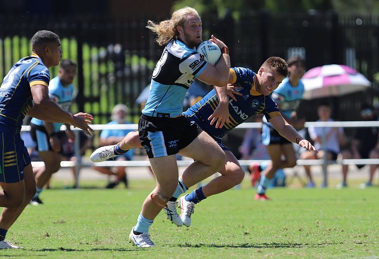 Samuel McCulloc bursts though the Eels defence in round six. Picture: Steve Montgomery