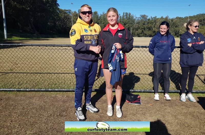 Mr. Jon Wilson with game 2 Player of the Match Lacey Cross Sydney North (Photo : Steve Montgomery)