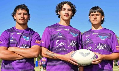 Caloundra State High School rugby league team. Open: Tyrell Hopkins, Tully McLellan, Jack Philp. Picture: Patrick Woods