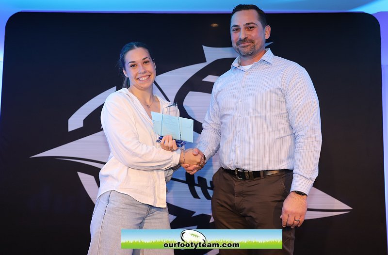 Stephanie Faulkner with TGC Neil Stanley 2023 Cronulla Sharks Women's Presentation night (Photo : Steve Montgomery)