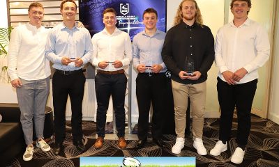 Cronulla Sharks Junior Reps award winners (from left) Lachlan Crossle, Alex Challenor, Tom Dellow and Sam McCulloch Picture: Steve Montgomery/Ourfootyteam