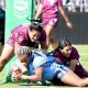 FFaustina Akeje NSWCHS dives in for a Grtand Final try - QLD girls Vs NSWCHS ASSRL grand finals Friday July 7, 2023. Picture, John Gass