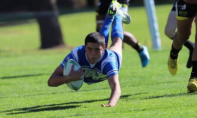 Jett Cleary dives in for a try in the Schoolboy Cup (Photo : Steve Montgomery)