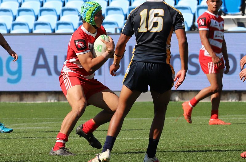 Brady Turner in action in this years Schoolboy Cup National Final against Westfields SHS at Allianz Staduim (Photo : Steve Montgomery)
