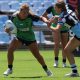 Elise Simpson in acction for the Canberra Raiders (Photo : Steve Montgomery)