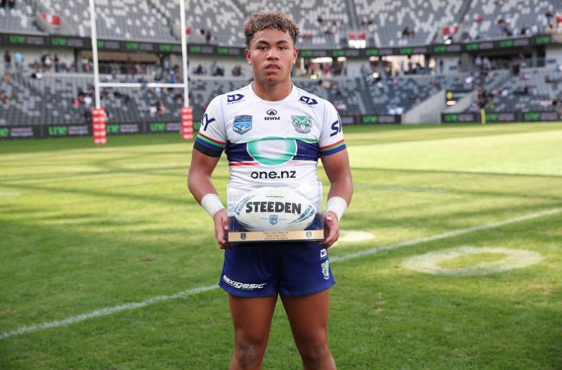 Player of the Match Warriors lock Lennox Tuiloma. Picture: Bryden Sharp