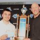 Tom Dellow is presented with the SharksJuniuor repplayer of the year award by Head Coach Craig Fitzgibbon (Photo - Steve Montgomery)
