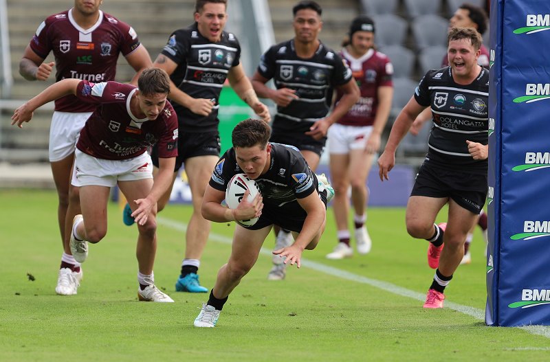 Tweed captain, Zane Harrison bags a grand final try. Photo: Steve Montgomery