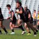 Sharks player Nikora Williams runs thru traffic in last weeks Preliminary Final (Photo - Steve Montgomery)