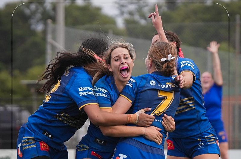Parramatta Eels girls celebrate making this years Lisa Fiaola Cup grand final (Photo : Parramatta Eels)