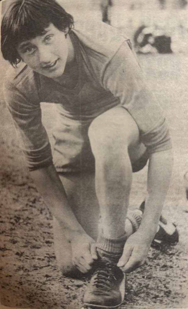 Laurie Daley laces up before a game in August 1983. He scored a remarkable 481 points in 1982-83 for Junee in the Wagga Wagga Sub Junior Rugby League competition and won 10 consecutive premierships from juniors through to first grade for his beloved hometown
