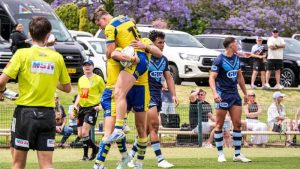 Warrington players celebrate in their tour match vs NSW (Photo : Warrington Wolves)