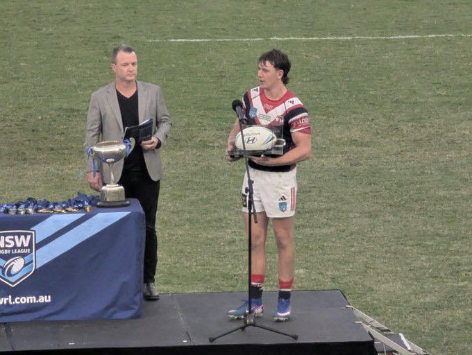 Rex Bassinghwaithe with his 2026 Player of the Match in this years SG Ball grand final (Photo : Facebook)