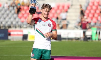 City v Country u17's Man of the Match was City's Hooker Blake Mozer, Pictured here holding the 2021 u17's Boys City v Country Cup (Photo's : Erick Lucero/QRL)